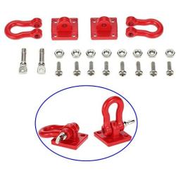 ShareGoo Metal Climbing Trailer Tow Hook Hooks Buckle Winch Shackles Accessory for 1/10 Scale RC Crawler Truck D90 SCX-10 Climbing Car,Red