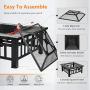 VIVOHOME 32 Inch Heavy Duty 3 in 1 Metal Square Patio Firepit Table BBQ Garden Stove with Spark Screen Cover Log Grate and Poker for Outside Wood Burning and Drink Cooling