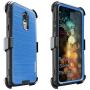 COVRWARE Iron Tank Case Compatible with Stylo 5 / Stylo 5+ / 5X / Plus with Built-in Screen Protector Heavy Duty Full-Body Rugged Holster Armor Cover Brush Metal Texture Design Belt-Clip, Blue