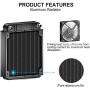 Clyxgs Water Cooling Radiator, 8 Pipe Aluminum Heat Exchanger Radiator with Fan for PC CPU Computer Water Cool System DC12V 80mm