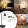 Set of 2 Industrial Touch Control Table Lamps with 2 USB Ports and AC Power Outlet, 3-Way Dimmable Bedside Nightstand Reading Lamps with Glass Shade for Bedroom Living Room Office 2 LED Bulbs Included