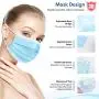 Face Mask HDFK 3 Ply Disposable Face Mask for Adults Protective Breathable Non-Woven Face Mouth Cover with Nose Clip and Ear Loops Suitable for Office School Outdoor 50 Pack