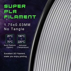 TIANSE Silver Metal 3D Printer Filament PLA 1.75mm 1KG Spool Filament for 3D Printing, Dimensional Accuracy +/- 0.03 mm, Silky Silver