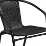 Flash Furniture 28 Square Glass Metal Table with Black Rattan Edging and 2 Black Rattan Stack Chairs Flash Furniture 28 Square Glass Metal Table with Black Rattan Edging and 2 Black Rattan Stack Chairs