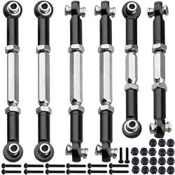 Hobbypark Steel Turnbuckles and Aluminum Camber Links Rod Ends Toe Links Set Linkage for Arrma 1/8 Typhon Mega 4x4 Option Parts (6PCS) (Black)