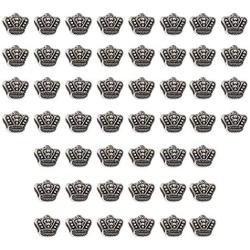 Mystart 50 Pieces King Crown Alloy Beads Big Hole Loose Beads Bracelet DIY Jewelry Findings