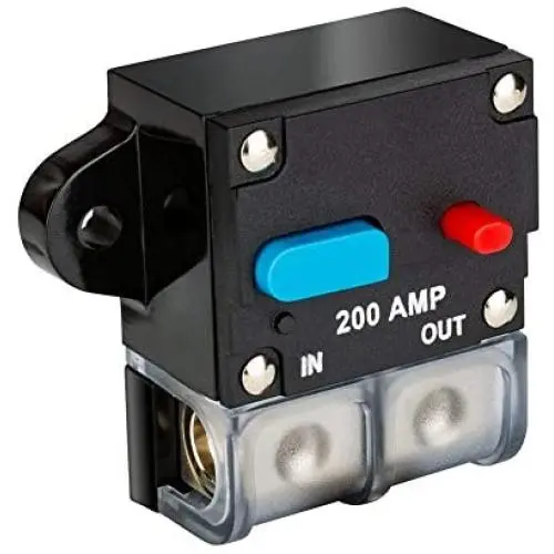 12V-24V DC Car Audio Inline Circuit Breaker 200A Reset Fuse Holder for Stereo Switch System Protection (New-200A)