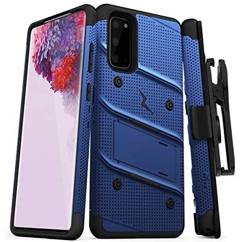 ZIZO Bolt Series for Galaxy S20 Case with Kickstand Holster Lanyard, Blue/Black