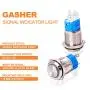Gasher 5pcs 16mm/0.63inch Metal Momentary Stainless Push Button Switch for Car RV Truck Boat with 12V LED Light Green Yellow Red Blue White