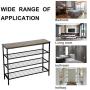 Shoe Rack, 4-Tier Shoe Shelf, Industrial Shoe Storage Organizer with 3 Metal Mesh Shelves and Large Surface for Bags, Ideal for Entryway, Hallway, Closet, Bedroom, Garage Easy Assembly, Fits 12 Shoes