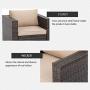 SUNCROWN Outdoor Patio Furniture Sectional Sofa and Chair (6-Piece Set) All-Weather Brown Wicker with Seat Cushion and Modern Glass Coffee Table, Garden, Backyard, Pool, Waterproof Cover