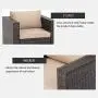 SUNCROWN Outdoor Patio Furniture Sectional Sofa and Chair (6-Piece Set) All-Weather Brown Wicker with Seat Cushion and Modern Glass Coffee Table, Garden, Backyard, Pool, Waterproof Cover