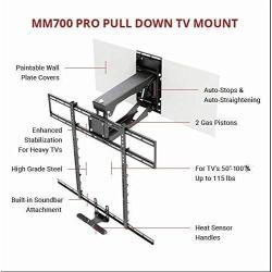 MantelMount MM700 Pro Fireplace TV Mount Pull Down Bracket for 50''-90'' & 25-115 lb Televisions Above Mantel