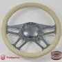 14'' Gun Metal Billet Steering Wheel Full Wrap with Horn Button-Tan 14'' Gun Metal Billet Steering Wheel Full Wrap with Horn Button-Tan