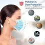 Face Mask HDFK 3 Ply Disposable Face Mask for Adults Protective Breathable Non-Woven Face Mouth Cover with Nose Clip and Ear Loops Suitable for Office School Outdoor 50 Pack