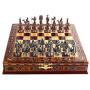 GiftHome Egypt Pharaoh Antique Copper Figures Metal Chess Set for Adults Handmade Pieces and Natural Solid Wooden Chess Board with Pearl Design Around Board and Storage Inside King 3.4inc