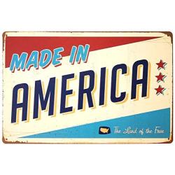 ERLOOD Made in America Retro Metal Vintage Tin Sign 12 x 8