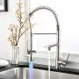 Fapully Commercial Single Handle Pull Down Sprayer Brushed Nickel Kitchen Faucet, Kitchen Sink Faucet with LED Light Fapully Commercial Single Handle Pull Down Sprayer Brushed Nickel Kitchen Faucet, Kitchen Sink Faucet with LED Light