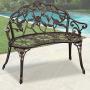Garden Bench Outdoor Bench Park Benches for Outdoors Metal Aluminum Porch Chair Seat Furniture Perfect for Patio Park Yard Deck Entryway, Floral Rose Accented Bronze