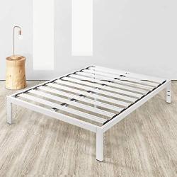 Mellow Rocky Base C 14'' Platform Bed Heavy Duty Steel White, w/ Patented Wide Steel Slats (No Box Spring Needed) - Full