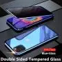 Anti-Peeping iPhone SE 2020, iPhone 8 iPhone 7 360° Full Body Case ,Clear Double Sided Tempered Glass [Magnetic Adsorption] Metal Bumper Protection Privacy Cover Anti-Spy (Blue, iPhone7/8/SE(2020))