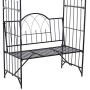 Outsunny Outdoor Garden Arbor Arch Steel Metal with Bench Seat - Black