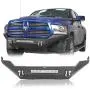 Hooke Road Dodge Ram Bumper Full Width Front Bumper w/120W LED Light Bar & D-Rings for 2013-2018 Ram 1500 (Exclude Rebel)