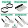 Jordigamo Professional Stainless Steel Griddle Accessories Cooking Kit - Grill Spatula Tongs Egg Ring Scraper Carrying Bag - Camping Tailgating Outdoor BBQ Grilling Hibachi Flat Top Metal Tool Set