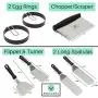 Jordigamo Professional Stainless Steel Griddle Accessories Cooking Kit - Grill Spatula Tongs Egg Ring Scraper Carrying Bag - Camping Tailgating Outdoor BBQ Grilling Hibachi Flat Top Metal Tool Set Jordigamo Professional Stainless Steel Griddle Accessories Cooking Kit - Grill Spatula Tongs Egg Ring Scraper Carrying Bag - Camping Tailgating Outdoor BBQ Grilling Hibachi Flat Top Metal Tool Set