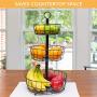 3 Tier Fruit Basket Stand - Countertop Three Tiered Metal Serving Tray for Kitchen Fruit and Vegetable Storage