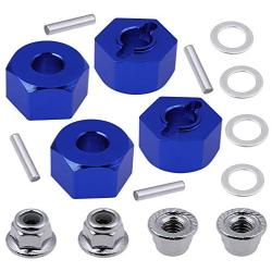 Hobbypark Anodized Aluminum Hex Wheel Hubs Pins and M4 Flanged Lock Nuts Washers Set for Traxxas Slash 2WD 1/10 Upgrade Parts Replace 1654 3654 (Navy Blue)