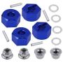Hobbypark Anodized Aluminum Hex Wheel Hubs Pins and M4 Flanged Lock Nuts Washers Set for Traxxas Slash 2WD 1/10 Upgrade Parts Replace 1654 3654 (Navy Blue)