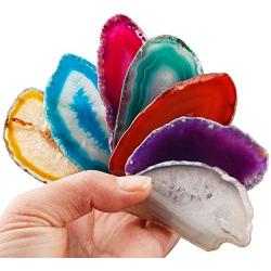 mookaitedecor Polished Agate Light Table Slices,Geode Agate Slab Cards Pack of 12