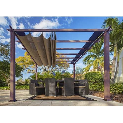 Paragon Outdoor PR11WD2C Backyard Structure Soft Top with Chilean Ipe Frame Valencia Pergola, 11 x 11 Cocoa