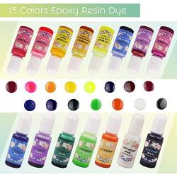 LETS RESIN Epoxy Resin Dye,15 Colors Translucent Epoxy Resin Pigment,Liquid Resin Color Pigment Each 0.35oz,Concentrated Resin Paint,Resin Colorant for Epoxy Resin,Resin Molds,Jewelry Art Crafts