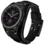 Leotop Compatible with Samsung Galaxy Watch 46mm/Gear S3 Frontier/Galaxy Watch 3 45mm/Classic Bands, 22mm Replacement Genuine Leather Cuff Strap with Stainless Steel Metal Buckle for Men Women (Black)