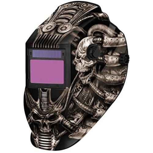 Metal Man ATEC8735SGC 9-13 Variable Shade Professional Auto-Darkening Welding Helmet, Techno Skull