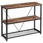 FELLYTN Console Tables for Entryway, Industrial Sofa Table with Metal Mesh Shelf 3 Tier Hallway Table, 40 Inch Rustic Brown FELLYTN Console Tables for Entryway, Industrial Sofa Table with Metal Mesh Shelf 3 Tier Hallway Table, 40 Inch Rustic Brown