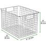 mDesign Farmhouse Decor Metal Wire Food Storage Organizer, Bin Basket with Handles for Kitchen Cabinets, Pantry, Bathroom, Laundry Room, Closets, Garage - 12'' x 9'' x 8'' - 2 Pack - Chrome