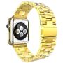 HUANLONG Compatible with Apple Watch Band, Solid Stainless Steel Metal Strap Band w/Adapter+Case Cover for Apple Watch iWatch 38mm (H Gold 38mm)