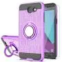 Galaxy J3 Emerge/J3 Eclipse/J3 Prime/J3 Mission/Luna Pro/Sol 2/Express Prime 2 Case with HD Screen Protector,YmhxcY 360 Degree Rotating Ring & Bracket Back Cover for Samsung J3 2017-ZH Purple
