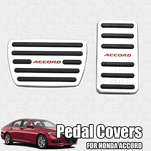 Great-luck aluminium alloy Gas Accelerator Pedal Covers,Anti-Slip No Drilling Brake Foot Pedal Pads Kit 2 pieces/set(silver) for Honda 10th Accord(2018 2019 2020 2021)