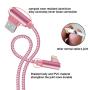 MFI 90 Degree iPhone Charger 10 FT Lightning Cable 3 Pack Right Angled Brided iPhone Charging & Syncing Cord for iPad/iPhone XS/Max/XR/X/8/7/6/iPod(Pink,10ft)