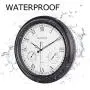 Large Outdoor Clock, 18 Inch Waterproof Clock with Temperature and Humidity Combo, Silent Battery Operated Roman Numerals Clock for Living Room, Patio, Garden, Pool Decor - Metal, Matte Black Large Outdoor Clock, 18 Inch Waterproof Clock with Temperature and Humidity Combo, Silent Battery Operated Roman Numerals Clock for Living Room, Patio, Garden, Pool Decor - Metal, Matte Black