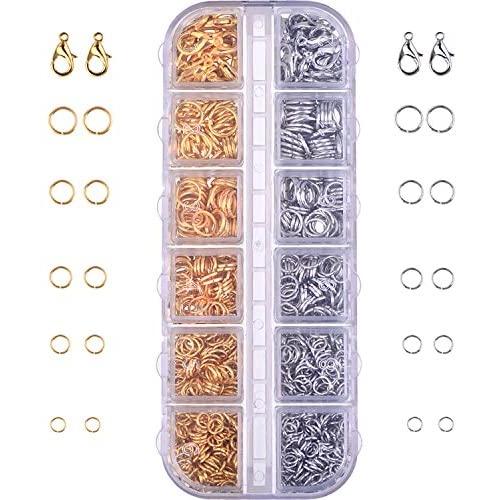 Outus 1104 Pieces Jewelry Findings Kit Lobsters Clasps and Jump Rings for Jewelry Making (Multicolor A)