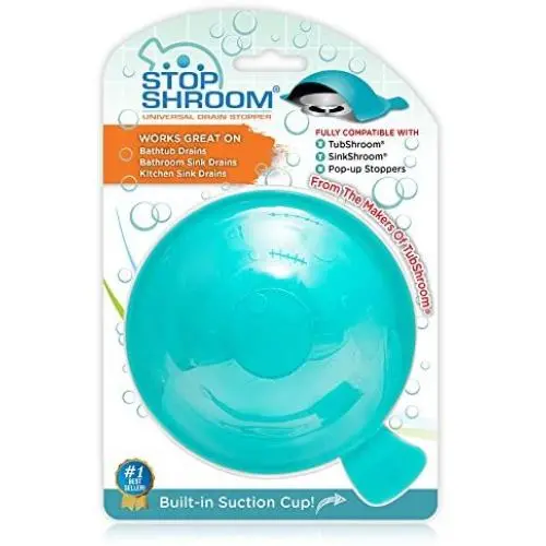 StopShroom STBLU232 Universal Stopper Plug Cover for Bathtub, Bathroom and Kitchen Drains, Aqua StopShroom STBLU232 Universal Stopper Plug Cover for Bathtub, Bathroom and Kitchen Drains, Aqua