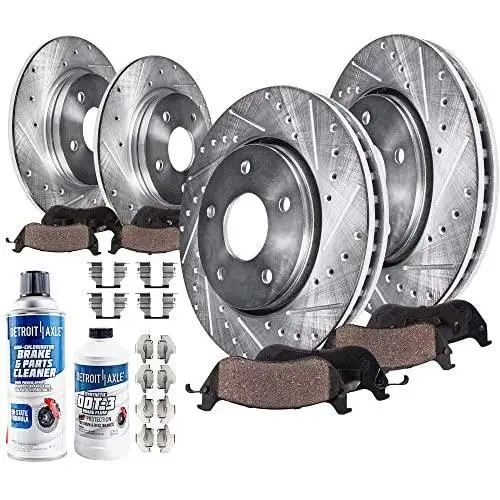 Detroit Axle - Brake Kit Replacement for 2003-2007 Honda Accord 4 CYL Rear Disc Models - Front and Rear Rotor, Ceramic Brake Pad (Drilled and Slotted Performance)