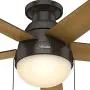 Hunter Fan Company 59268 Hunter Anslee Indoor Low Profile Ceiling Fan with LED Light and Pull Chain Control, 46'', Premier Bronze Hunter Fan Company 59268 Hunter Anslee Indoor Low Profile Ceiling Fan with LED Light and Pull Chain Control, 46'', Premier Bronze