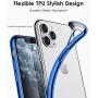 DTTO Compatible with iPhone 11 Pro Max Case, Slim Fit Clear Soft TPU Cover with Metal Luster Edge for 2019 iPhone 6.5 Inch，Blue