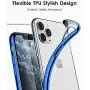DTTO Compatible with iPhone 11 Pro Max Case, Slim Fit Clear Soft TPU Cover with Metal Luster Edge for 2019 iPhone 6.5 Inch，Blue